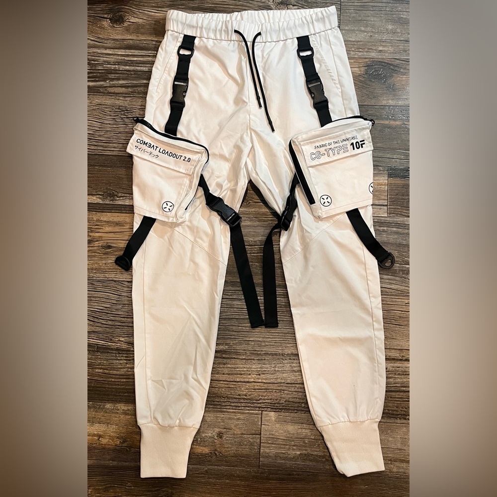 Brand new white Fabric of the Universe cargo pants